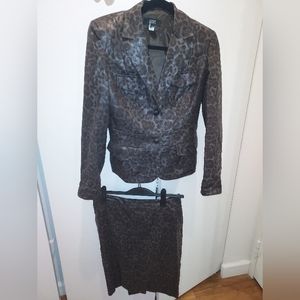 🐆 Shimmery Leopard Blazer with matching pencil skirt size 12